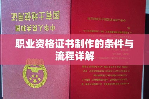 南沙职业资格证书制作的条件与流程详解