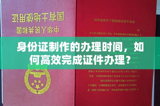 南沙身份证制作的办理时间，如何高效完成证件办理？